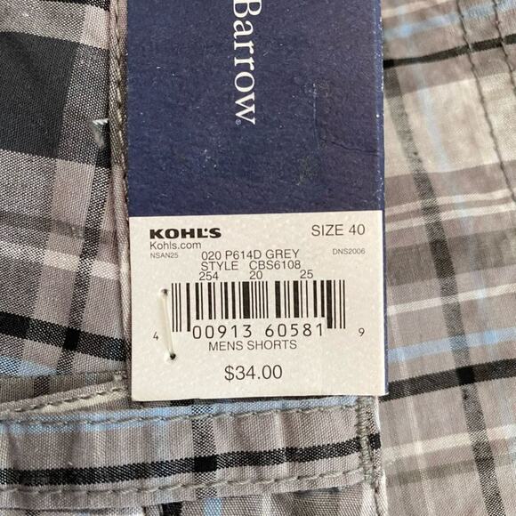 Croft & Barrow Gray Plaid Mens Shorts Size 40 NWT - Picture 4 of 6